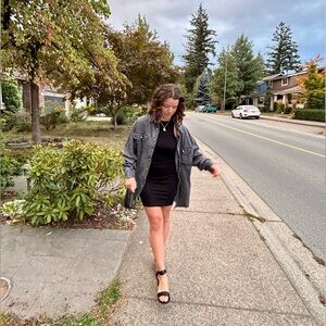 H&M ribbed fitted black mini dress size S